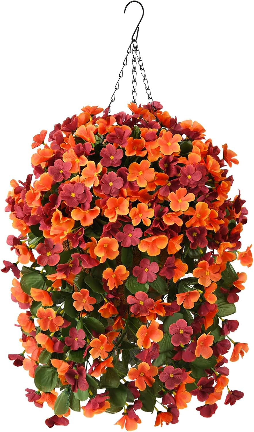 INQCMY Artificial Fake Hanging Plants Flowers Basket for Spring Summer Outdoor Outside Decoration, Faux Silk Begonia Flower in Planter Look Real UV Resistant for Home Porch Patio Balcony Yard Decor