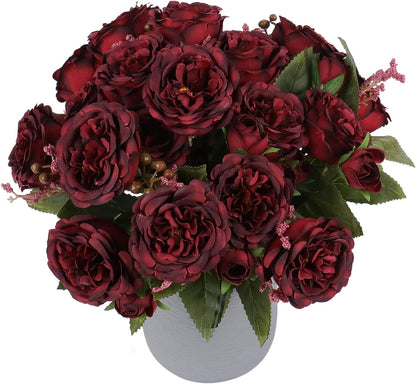 Artificial Peonies Silk Flowers, 2 Bundles Pink Faux Peony Bouquet for Home Wedding Decor