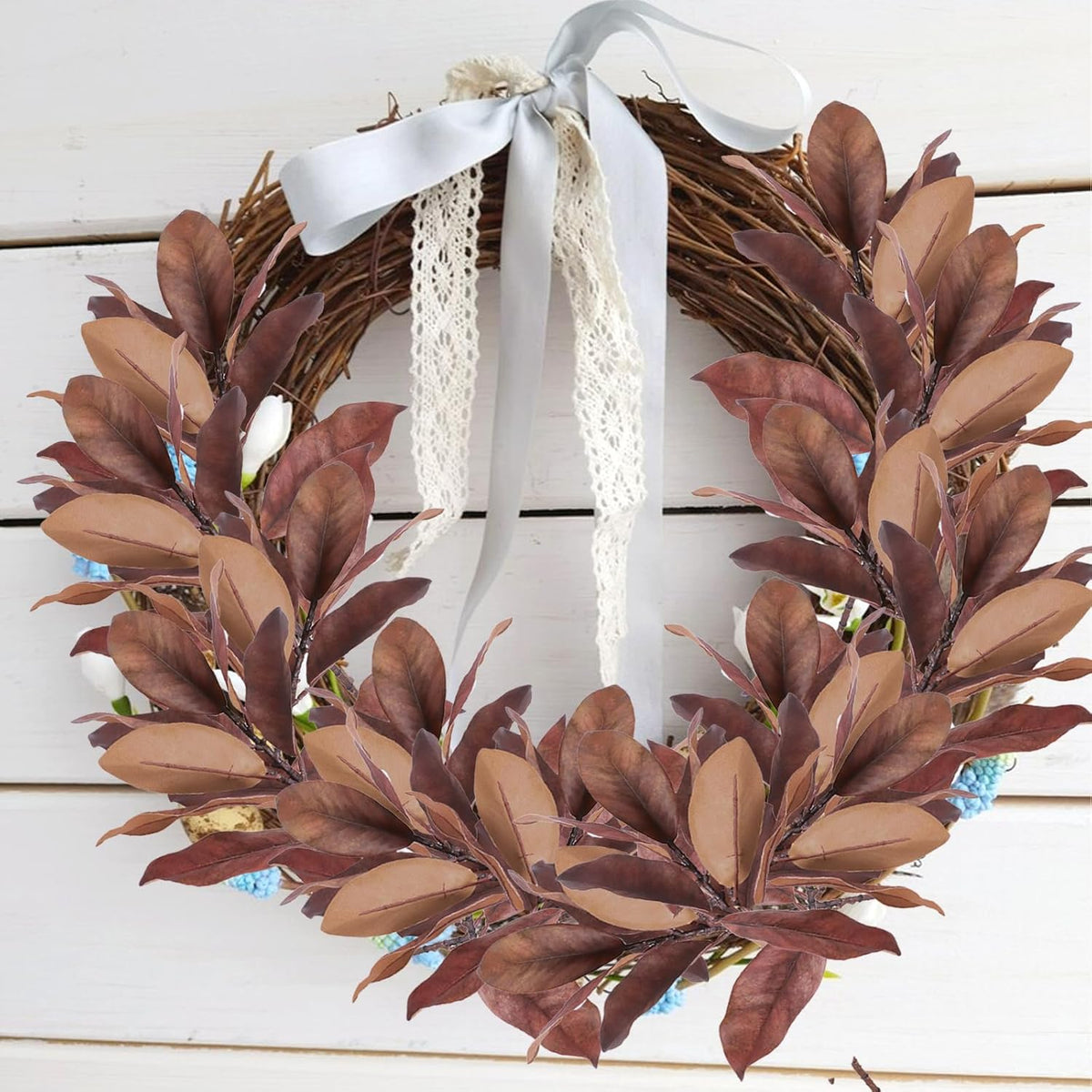Natural Artificial Autumn Magnolia Branches Indoor Decor Bundle