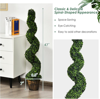 Charming Artificial Spiral Boxwood Topiary Home Decor Bundle