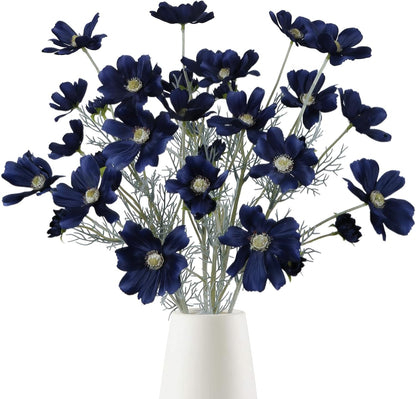 6 Pcs Cosmos Silk Flowers 24" Wild Flowers Artificial Fake Flowers Arrangement for Wedding Party Kitchens Home Decoration (Burgundy)