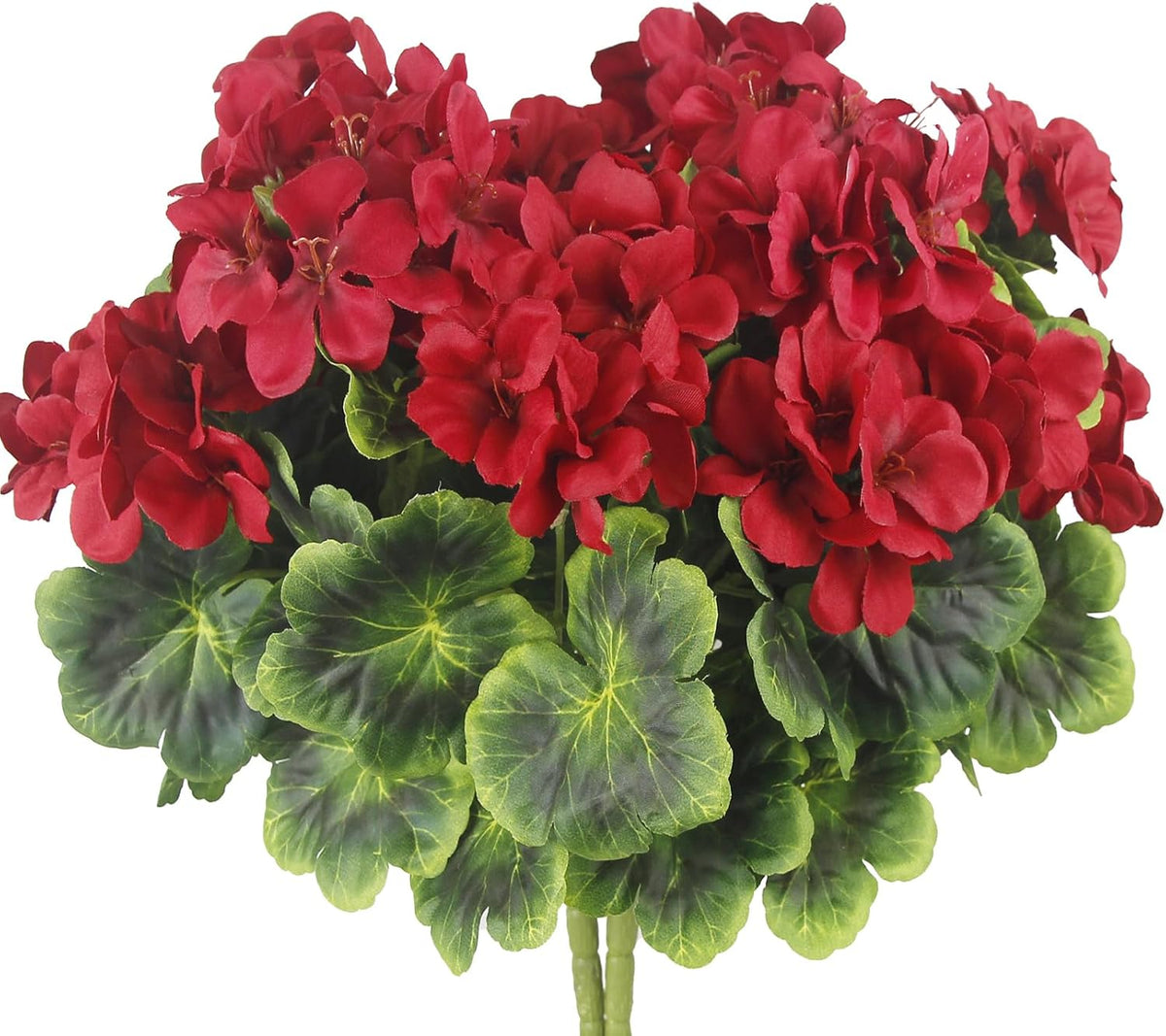 2 Pcs White Artificial Geranium Bush Faux Flowers Geraniums Branch for Garden Patio Grave Cemetery Vase Table Centerpiece Indoor Decor