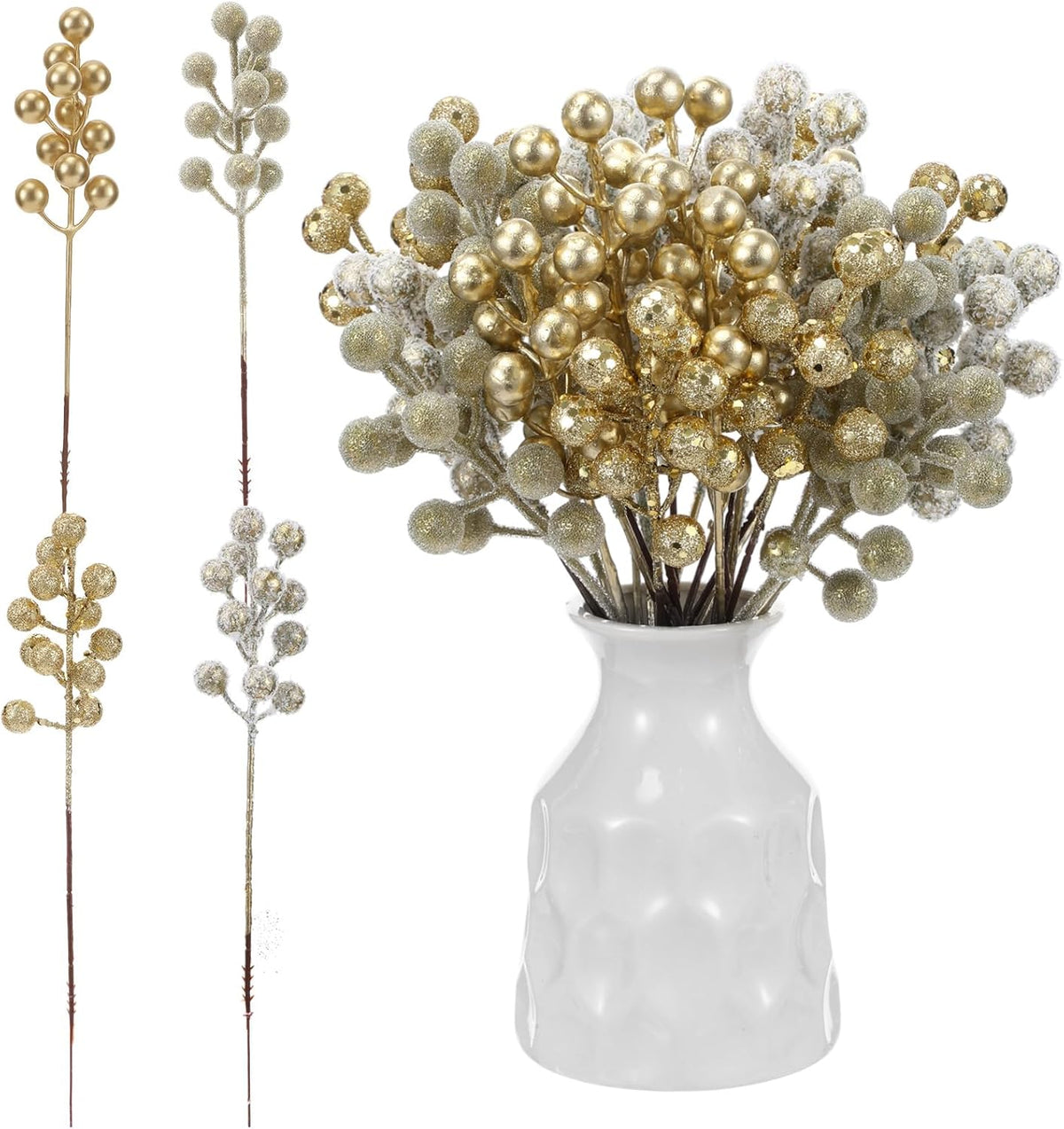 Sophisticated Gold Berry Picks Pine Holiday Decor Accent