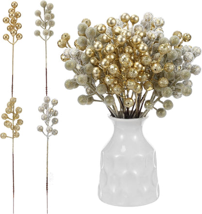 Sophisticated Gold Berry Picks Pine Holiday Decor Accent