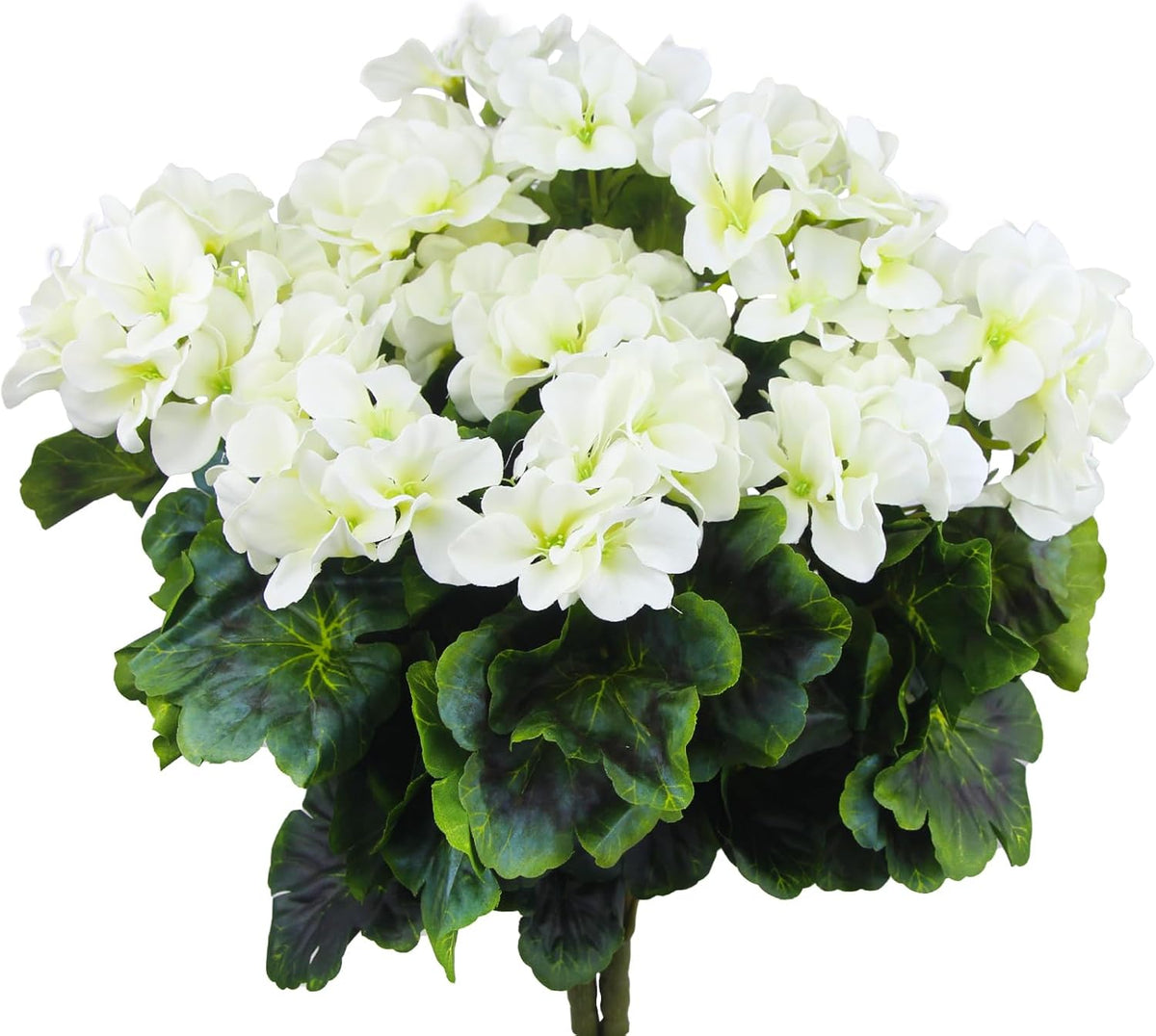 2 Pcs Artificial Geraniums for Outdoor Silk Geranium Flowers White Artificial Geranium Bush Faux Flowers Geraniums Branch for Garden Patio Grave Cemetery Vase Table Centerpiece Indoor Decor
