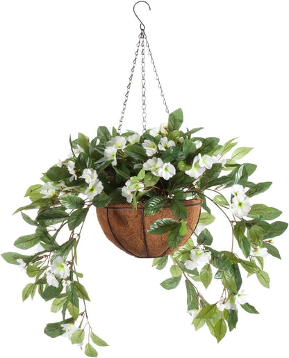 Lush Artificial Impatiens Hanging Basket Outdoor Decor Accent