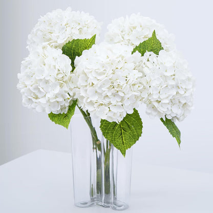 Waipfaru 21" Real Touch Blue Hydrangea Artificial Flowers with Long Stem & Leaves, Full Latex Faux Hydrangea Flowers for Home Decor Party Floral Arrangements Wedding Bouquets Centerpieces, 4Pcs