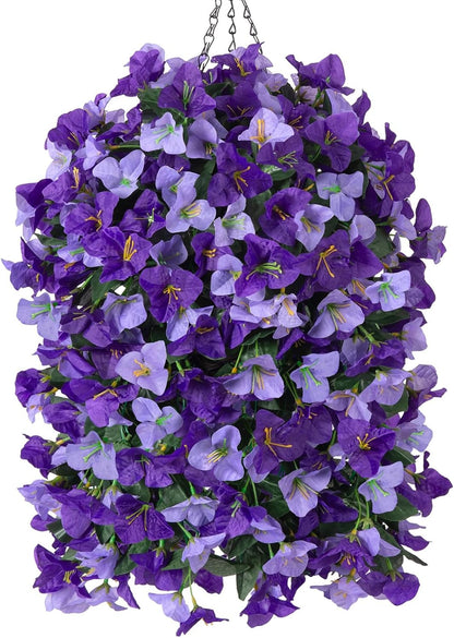 Artificial Bougainvillea Faux Flowers Plants Baskets for Outdoor Outside Decoration, 3PCS Fake Silk Flowers Long Trailing Vines UV Resistant Realistic for Front Door Porch Patio (PurpleHotpink)