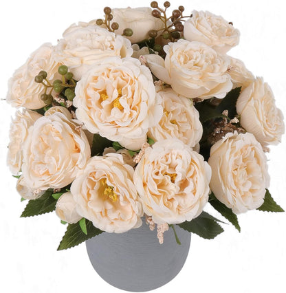 Artificial Peonies Silk Flowers, 4 Bundles Faux Peony Bouquet for Farmhouse Home Decor, Light Pink