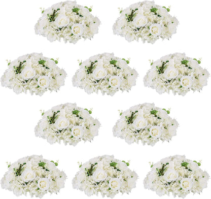 NUPTIO Artificial Flower Centrepieces for Tables - 2 Pcs Large Fake Flowers Roses Balls 15.7 inch Diam - Royal Blue Silk Faux Rose Arrangement Bouquet for Wedding Party Centerpiece Table Decorations