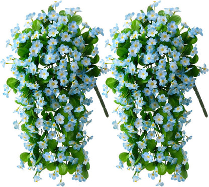 2PCS Artificial Hanging Flowers, Fake Hanging Plants Violet Vines UV Resistant for Wall Home Room Garden Wedding Indoor Outdoor Spring Summer Decoration(Purple)