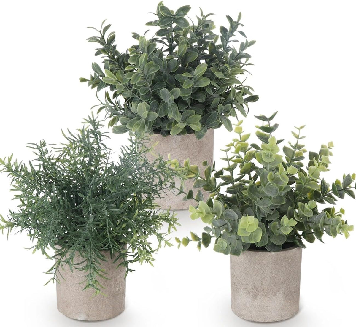 Lemonfilter Small Fake Plants, 5 Pack Mini Potted Artificial Eucalyptus Plant Greenery Plastic Fake Plants Faux Plant for Table Shelve Bathroom Kitchen Rustic Farmhouse Indoor Decor