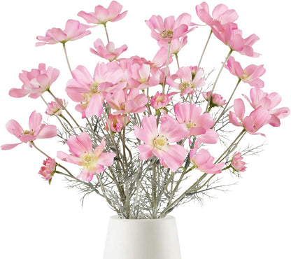 6 Pcs Cosmos Silk Flowers 24" Wild Flowers Artificial Fake Flowers Arrangement for Wedding Party Kitchens Home Decoration (Burgundy)