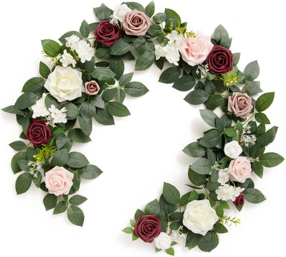 Seasonal Black Burgundy Rose Garland Home Decor Kit