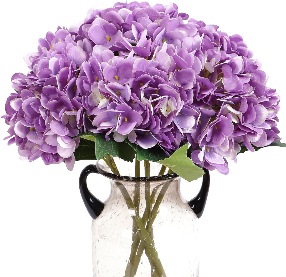 6 Pcs White Hydrangea Artificial Flowers Silk Fake Hydrangeas with Stems for Wedding and Home Decor