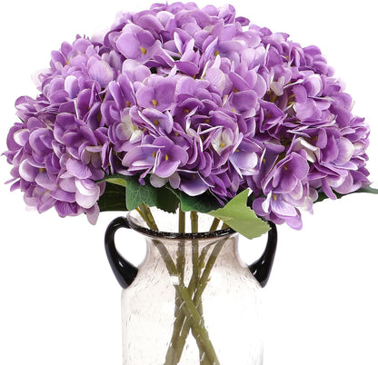 6 Pcs White Hydrangea Artificial Flowers Silk Fake Hydrangeas with Stems for Wedding and Home Decor