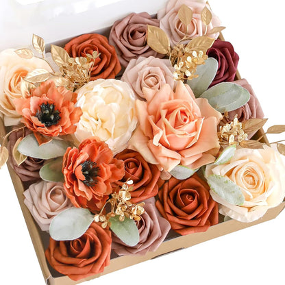 Lookein Artificial Flowers for DIY Wedding Decoration Bridal Bouquet Table Centerpieces Flower Garland Arch Flower Decoration Home Decor, Rustic Terracotta