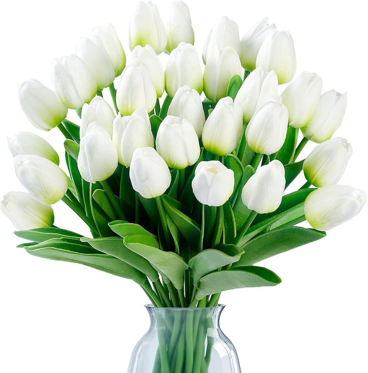 Sggvecsy 30 Pcs Fake Tulips Artificial Flowers Real Touch PU Faux Flowers Tulip Stems for Wedding Spring Bouquet Floral Arrangement Home Office Party Decorations for Mother's Day (Multi Colors)