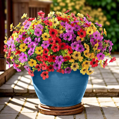 22 Bundles Artificial Flowers Outdoor, Faux Flowers UV Resistant with Plastic Plants, Faux Silk Flowers for Outdoors Outside Front Porch Hanging Planter Window Box Garden Decoration
