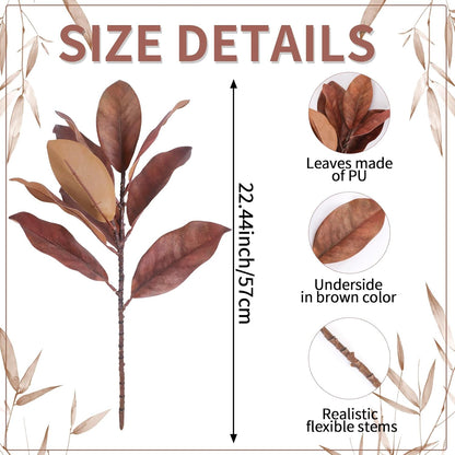 Natural Artificial Autumn Magnolia Branches Indoor Decor Bundle