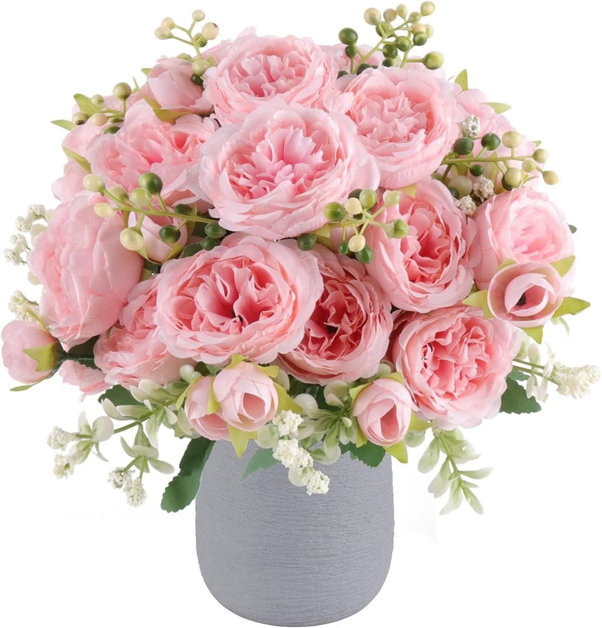 Artificial Peonies Silk Flowers, 2 Bundles Pink Faux Peony Bouquet for Home Wedding Decor
