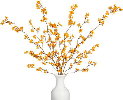 4 Pcs Cherry Blossom Branches Artificial Flowers for Spring Summer Indoor Decoration, Faux Long Stem Artificial Flowers for Wedding Home Office Bedroom Party Table Centerpieces Decor (White)