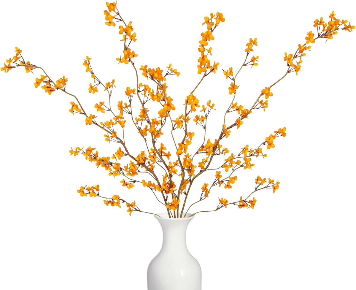 4 Pcs Cherry Blossom Branches Artificial Flowers for Spring Summer Indoor Decoration, Faux Long Stem Artificial Flowers for Wedding Home Office Bedroom Party Table Centerpieces Decor (White)