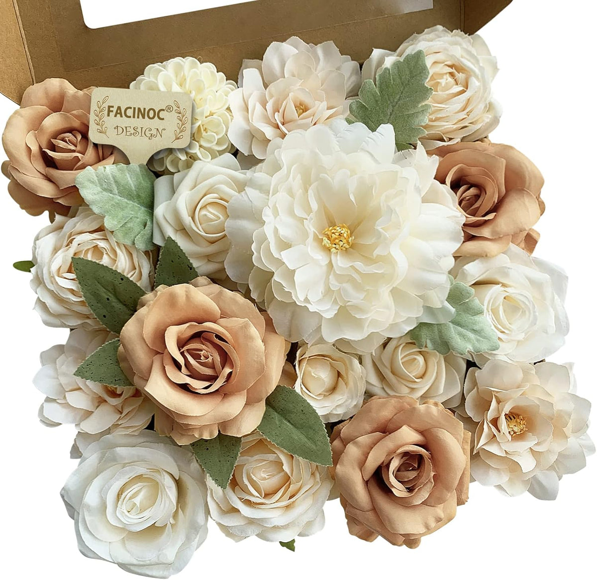 Roses Artificial Flowers Pink Bouquets Box Set for DIY Bridal Wedding Shower Decorations Fake Floral Arrangements for Party Table Centerpieces Home Decor Indoor Outdoor Dusty Blush 19 Pcs
