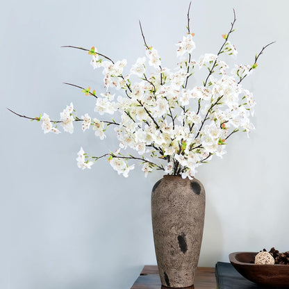 6 PCS Faux Cherry Blossom Branches Decor 31.5 Inch Long Stems Fake Artificial Flowers for Home Indoor Decoration Vase Arrangement Living Room Table Bedroom Spring Decor