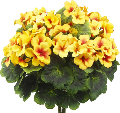 2 Pcs Artificial Geraniums for Outdoor Silk Geranium Flowers White Artificial Geranium Bush Faux Flowers Geraniums Branch for Garden Patio Grave Cemetery Vase Table Centerpiece Indoor Decor