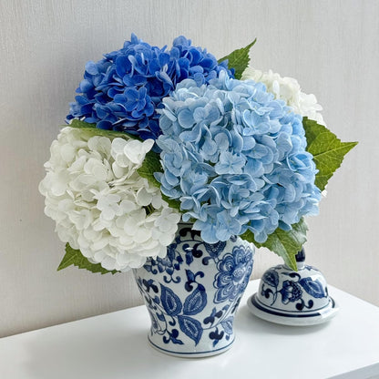 4 Pcs Real Touch White Hydrangeas Artificial Flower 21 inches Realistic Faux Latex Hydrangeas Flower for Home Decor Kitchen Living Room Spring Table Wedding Xmas Arrangement