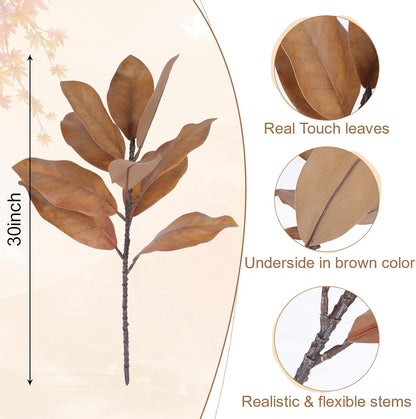 Natural Artificial Autumn Magnolia Branches Indoor Decor Bundle