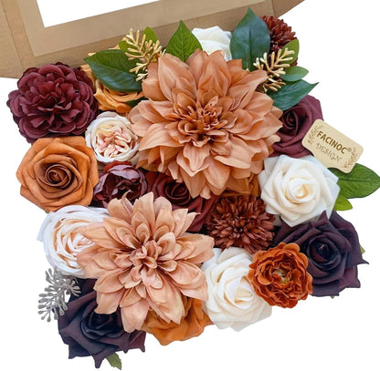 Roses Artificial Flowers Pink Bouquets Box Set for DIY Bridal Wedding Shower Decorations Fake Floral Arrangements for Party Table Centerpieces Home Decor Indoor Outdoor Dusty Blush 19 Pcs