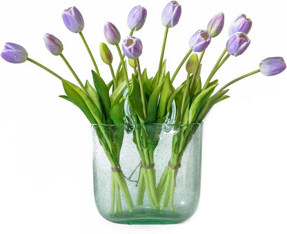 15 Pcs Artificial Tulips Flowers, Latex Bouquet, Fake Tulips for Office Wedding Party Home Kitchen Garden Decoration (White, 15 Pcs)