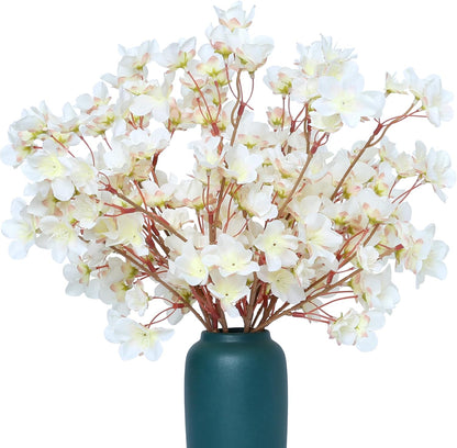 SITUMEIZI 6Pcs Artificial Cherry Blossom Branches Decor Fake Flowers Silk Spring Faux Flowers 16" Peach Bouquet for Home Wedding Bedroom Japanese Decoration DIY Table Centerpiece Arrangement(Pink)