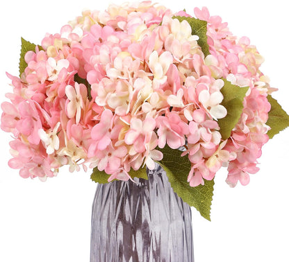 6 Pcs White Hydrangea Artificial Flowers Silk Fake Hydrangeas with Stems for Wedding and Home Decor