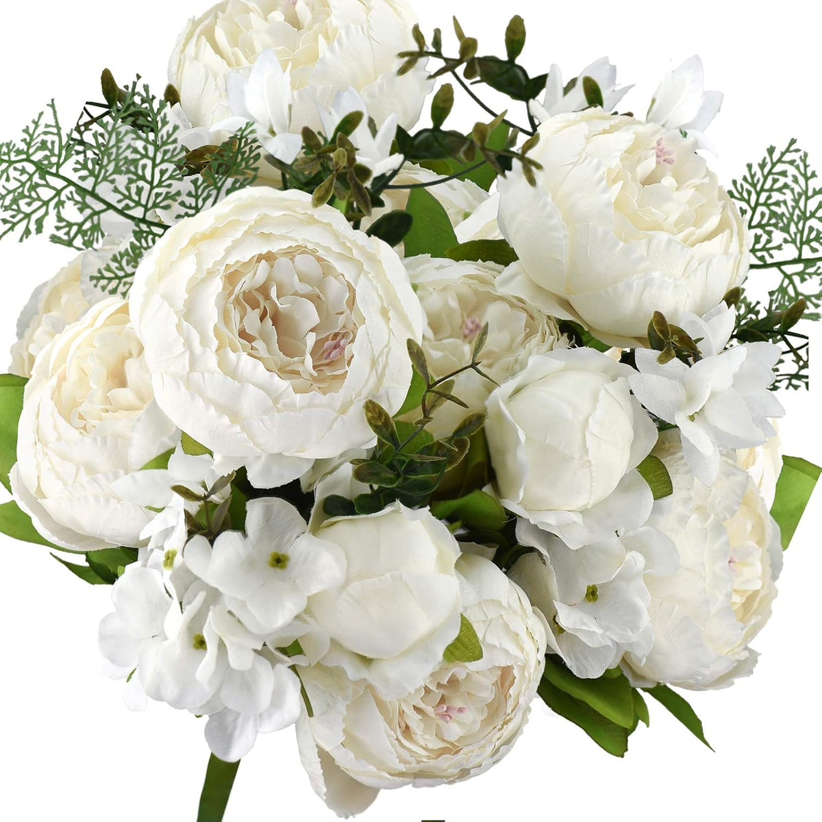 FiveSeasonStuff Artificial Peonies Bouquet – Set of 2 Whimsical Lavender Bliss Silk Flowers, Purple and White Blooms, Multiple Stems per Main Stem, for Weddings, Home Decor, DIY Floral Arrangements