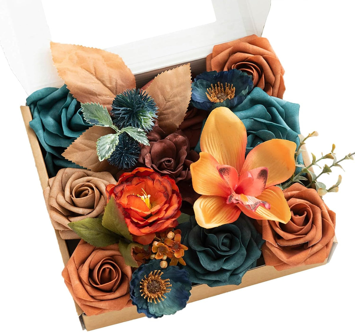 Refined Teal Burnt Orange Silk Home Decor Bundle