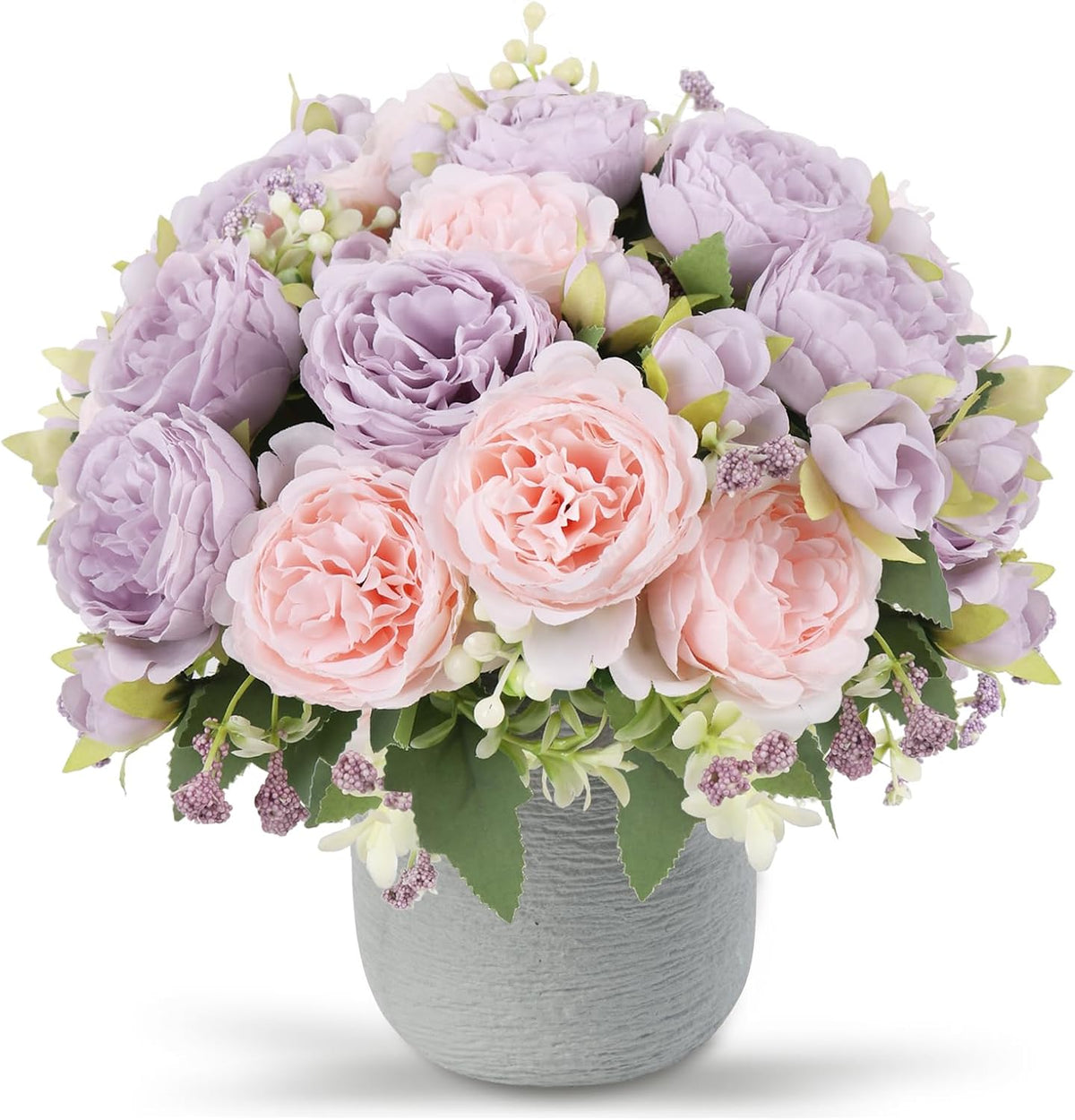 Artificial Peonies Silk Flowers, 2 Bundles Pink Faux Peony Bouquet for Home Wedding Decor