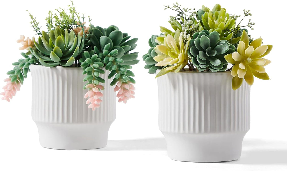 Artificial Succulent Plants in Ceramic Pots, Faux Assorted Succulents Fake Cactus Plants for Home Decor, Bedroom, Office, Desk, Living Room, Set of 3…