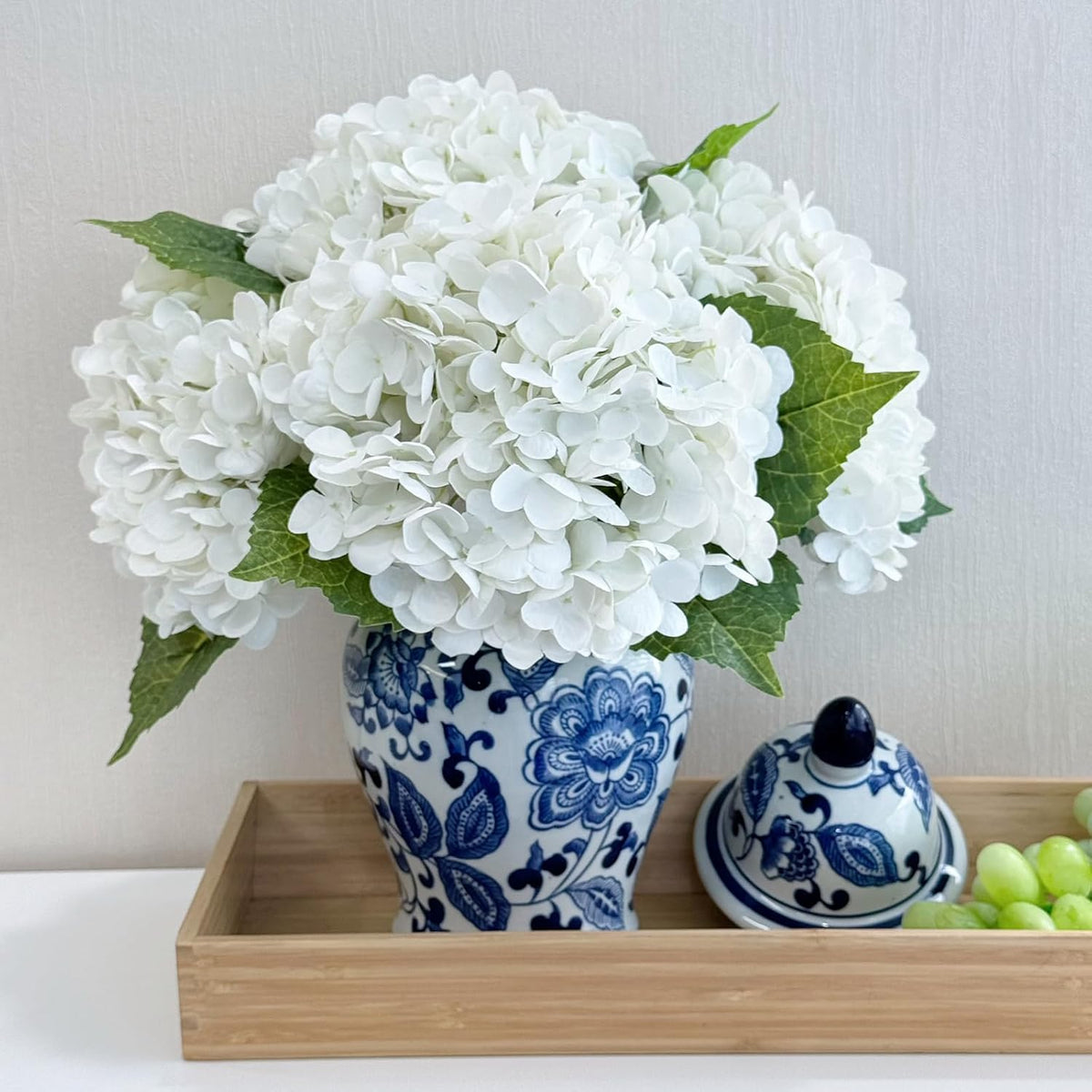 4 Pcs Real Touch White Hydrangeas Artificial Flower 21 inches Realistic Faux Latex Hydrangeas Flower for Home Decor Kitchen Living Room Spring Table Wedding Xmas Arrangement