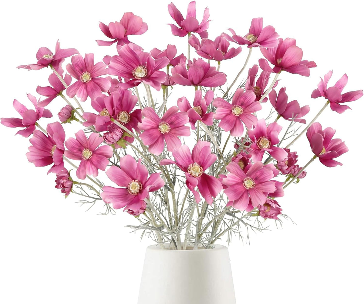 6 Pcs Cosmos Silk Flowers 24" Wild Flowers Artificial Fake Flowers Arrangement for Wedding Party Kitchens Home Decoration (Burgundy)