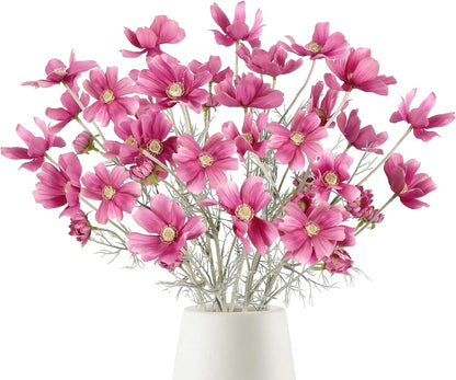6 Pcs Cosmos Silk Flowers 24" Wild Flowers Artificial Fake Flowers Arrangement for Wedding Party Kitchens Home Decoration (Burgundy)
