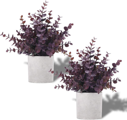2 Pack Small Fake Plants Eucalyptus Potted Artificial Plants for Shelf Desk Home Bathroom Farmhouse Room Coffee Table Decor (Sage Green)
