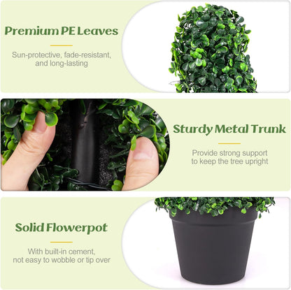 Charming Artificial Spiral Boxwood Topiary Home Decor Bundle
