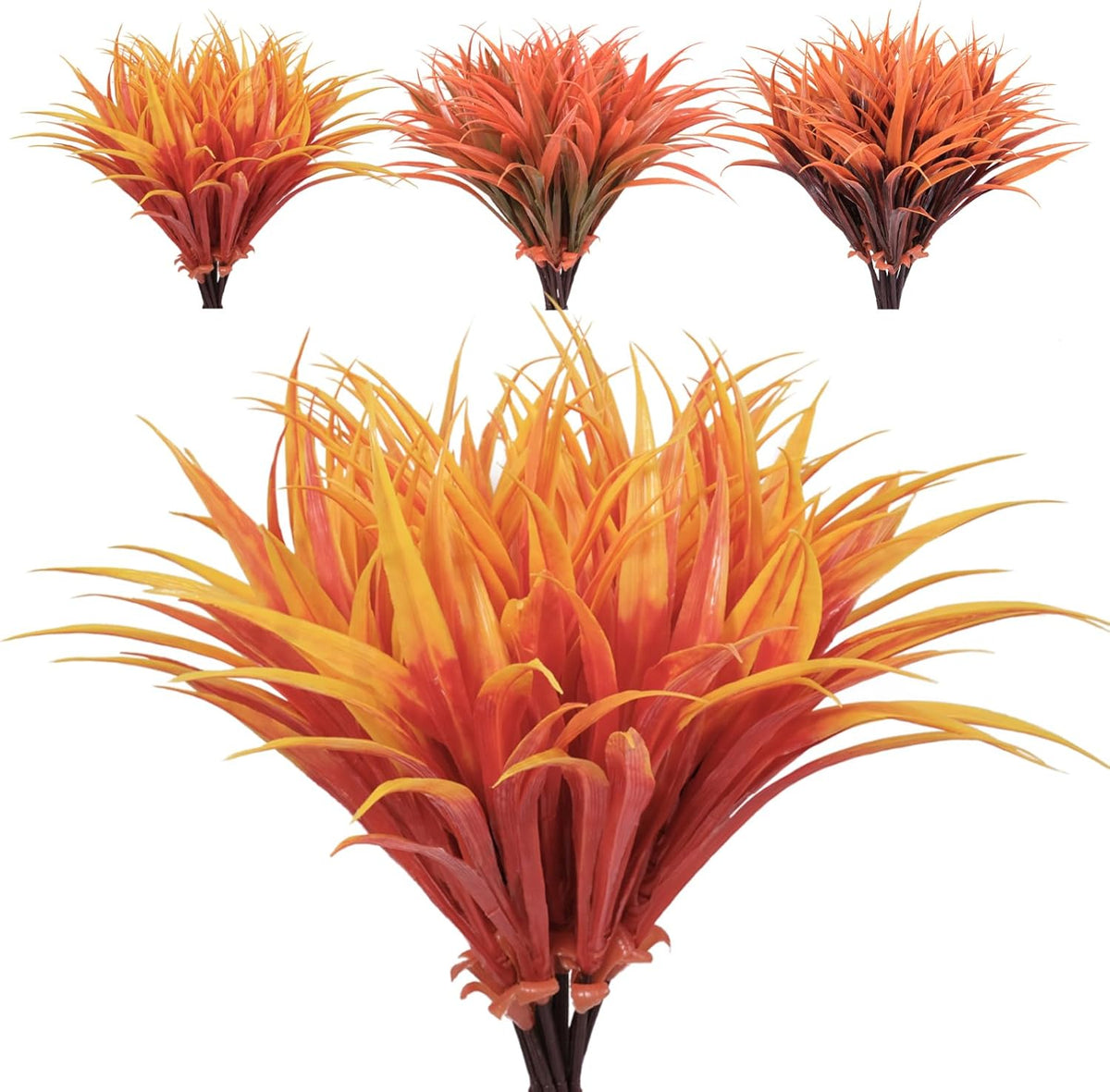 8 Bundles Artificial Plants Bushes Outdoor UV Resistant Fake Flowers Grass Bulk Faux Plastic Greenery for Fall Winter Summer Outside Window Box Planter Front Porch Yard Floral Arrangements