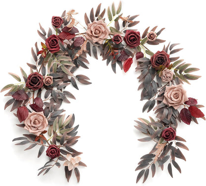 Seasonal Black Burgundy Rose Garland Home Decor Kit