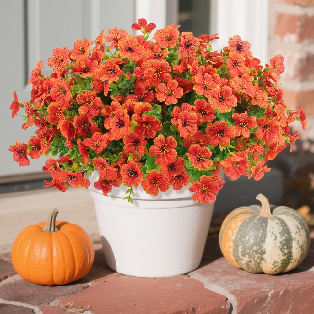 Artificial Faux Flowers Plants for Outdoors Outside Spring Summer Decoration, 12 Bundles Silk Daisy Realistic Fake Flowers Plant Greenery UV Resistant for Planters Porch Patio Garden Home (6 Multicolor)