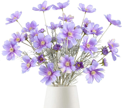 6 Pcs Cosmos Silk Flowers 24" Wild Flowers Artificial Fake Flowers Arrangement for Wedding Party Kitchens Home Decoration (Burgundy)