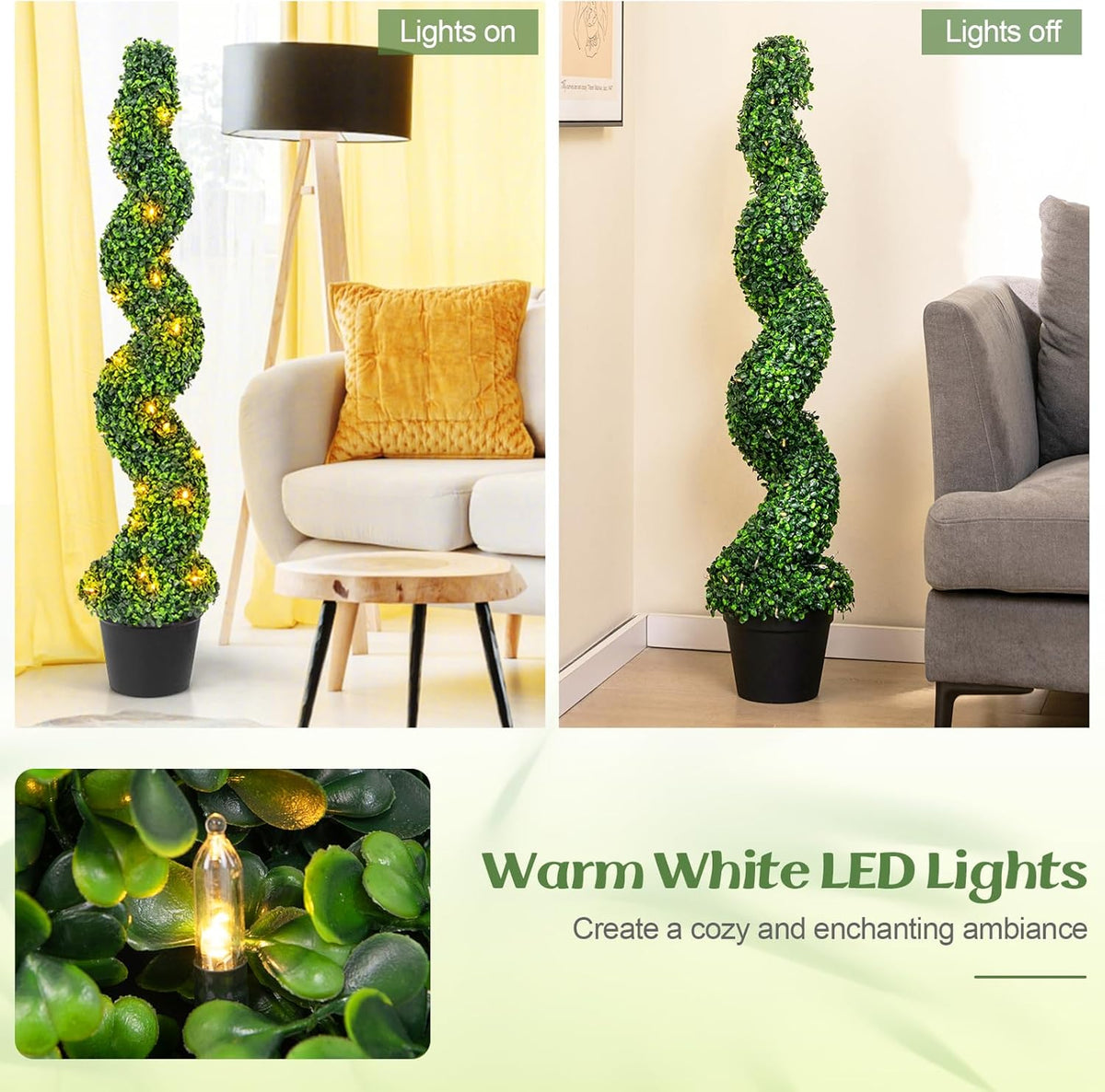 Charming Artificial Spiral Boxwood Topiary Home Decor Bundle